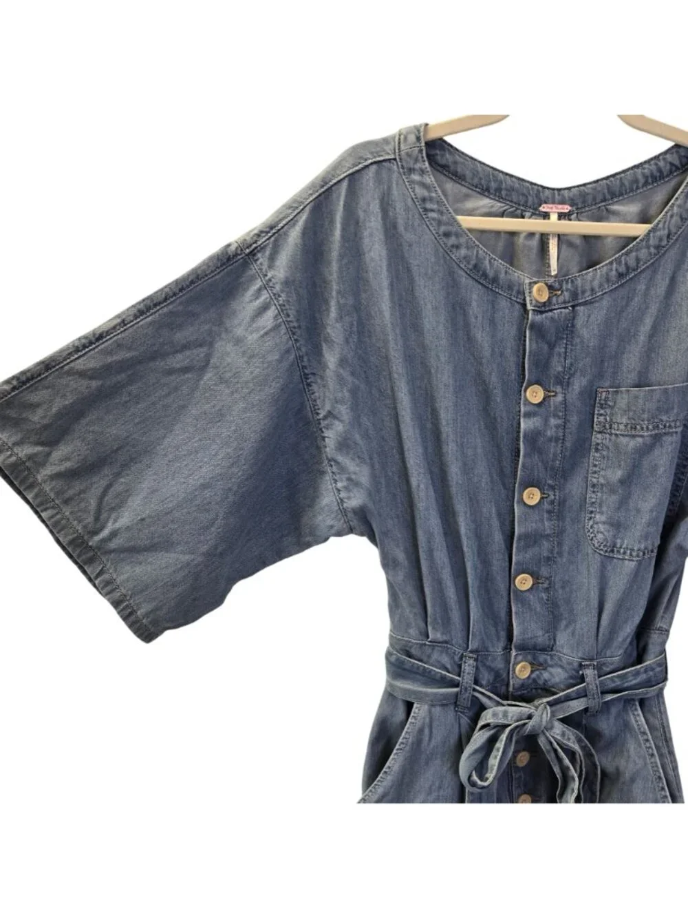 NWOT Free People Marley Chambray Denim Jumpsuit Size XS - Picture 6 of 9